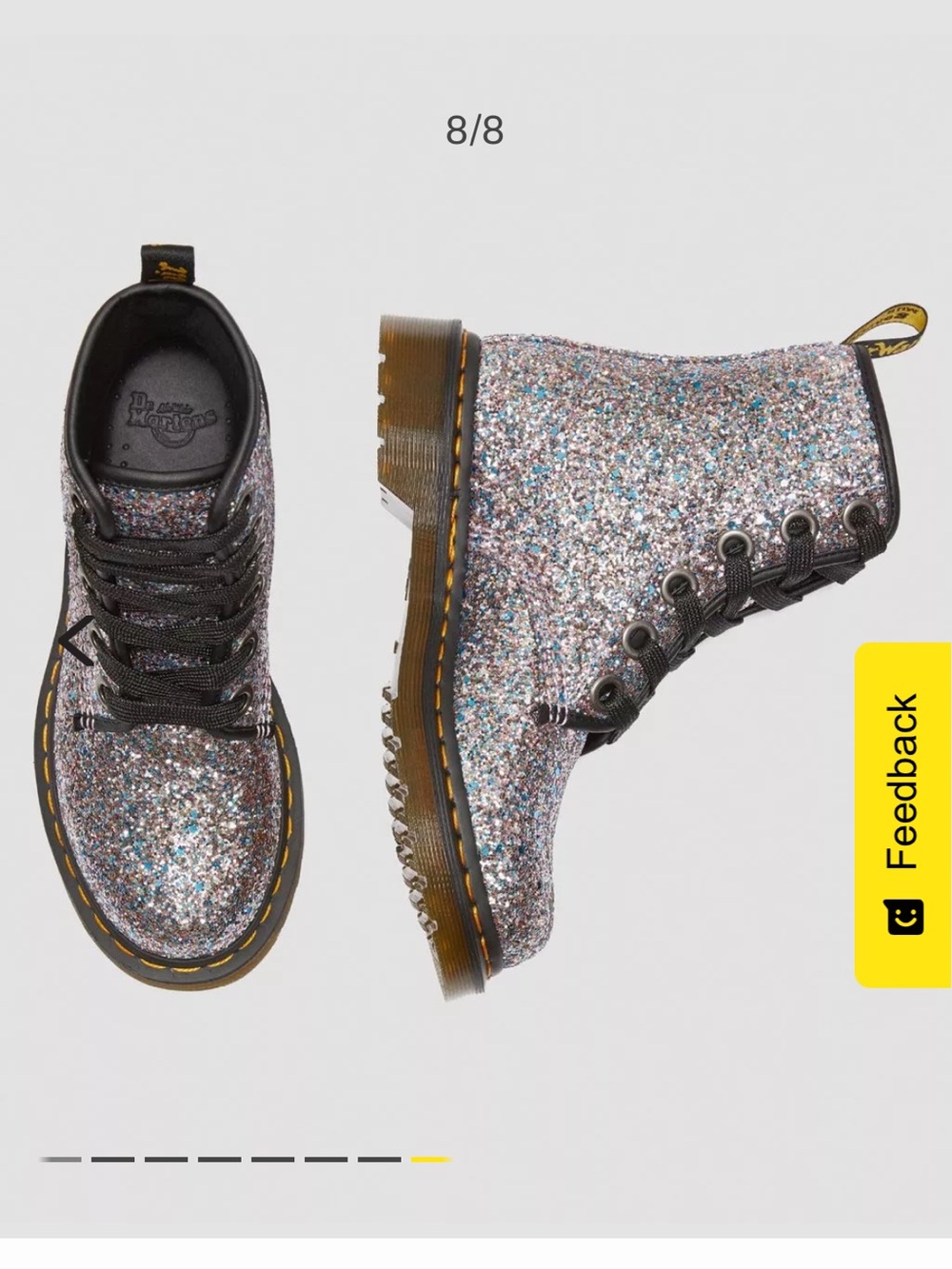 Dr. Martens 1460 Farrah Multi-Blue Glitter Lace-Up Ankle Boots - Picture 2 of 16